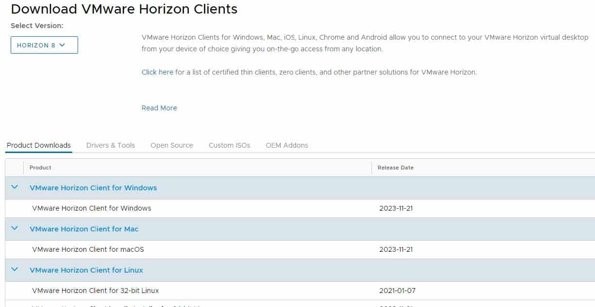 VMware Horizon Clients